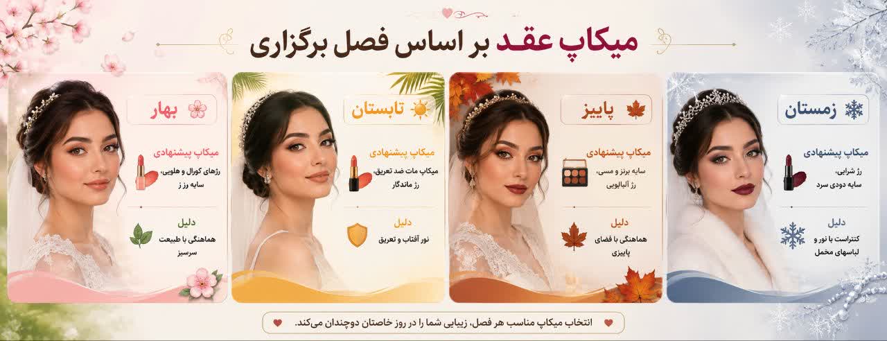 میکاپ عقد بر اساس فصل برگزاری میکاپ عقد بر اساس فصل برگزاری